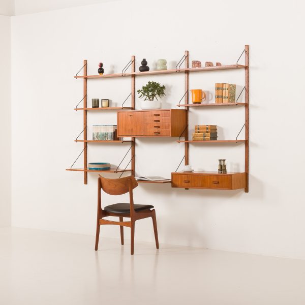 Danish teak wall unit by GL Mobler, 1960s