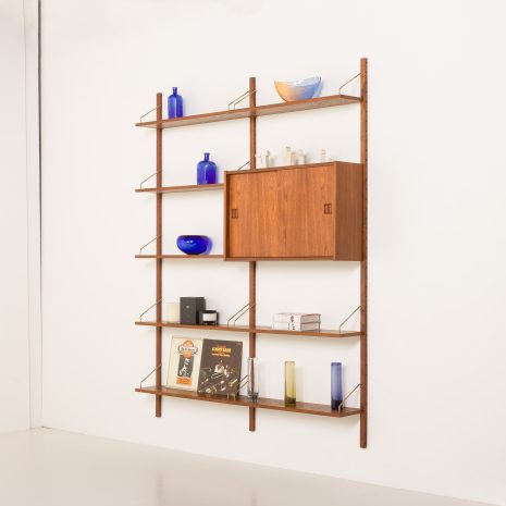 Scandinavian vintage two bay teak wall unit, 1970s