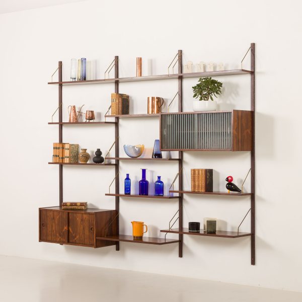 PS System vintage rosewood wall unit, Randers, Denmark, 1960s.
