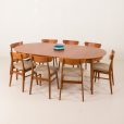 Klasyczny duński okrągły stół rozkładany w stylu mid-century.