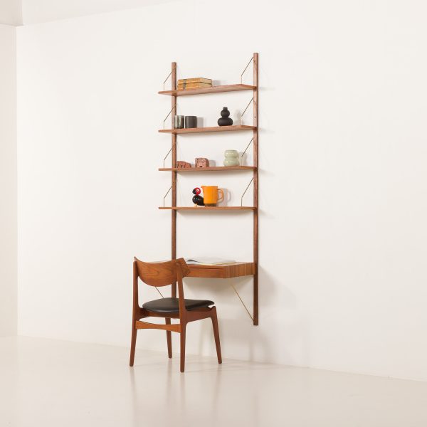 Mid century home office teak wall unit in the style of Poul Cadovius , 1970s