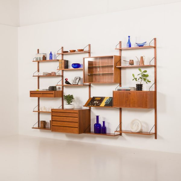 Poul Cadovius 4 bay teak wall unit for Cado, Denmark 1960s