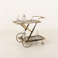 Chariot de bar italien en laiton, chariot de service attr. à Cesare Lacca, années 1960