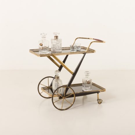 Chariot de bar italien en laiton, chariot de service attr. à Cesare Lacca, années 1960