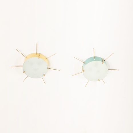 Para rzadkich włoskich kinkietów lub plafonów w stylu Gio Ponti z lat 50. XX wieku