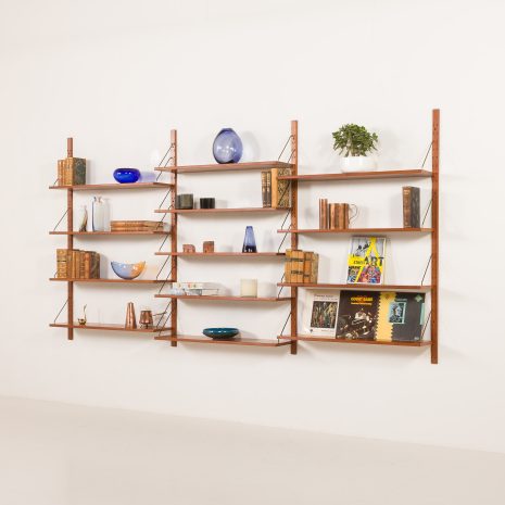 Danish mid century extra wide teak wall unit in the style of Poul Cadovius, 1960s