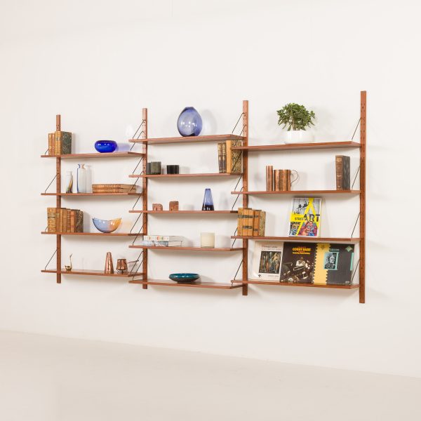 Danish mid century extra wide teak wall unit in the style of Poul Cadovius, 1960s