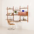 Poul Cadovius teak wall unit with a desk-shelf and a bar cabinet, Denmark 1960s