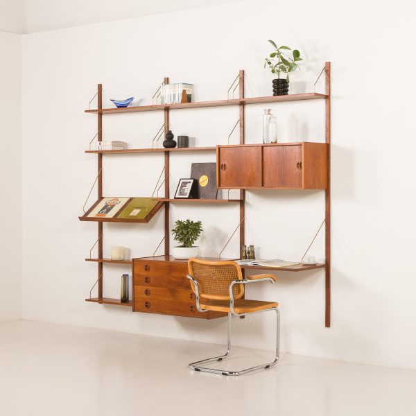 Danish mid century teak wall unit in the style of Poul Cadovius, 1960s