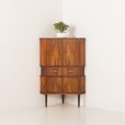danish mid-century rosewood corner cabinet with four drawers