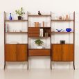 Włoski tekowy wolnostojący regał lub ścianka działowa, lata 60.