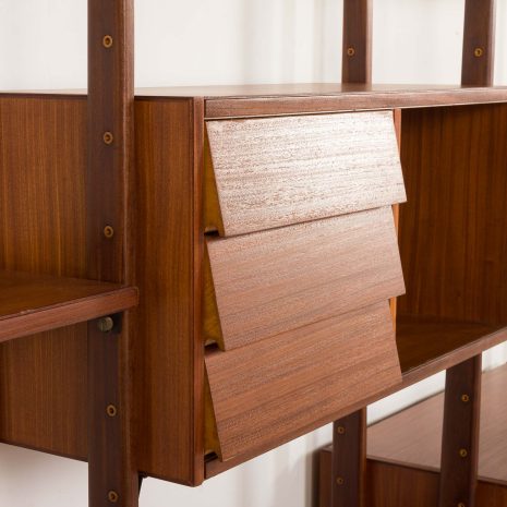 25141 Włoska wolnostojąca szafka ścienna lub ścianka działowa z drewna tekowego, 1960s-23 25141 Włoska wolnostojąca szafka ścienna lub ścianka działowa z drewna tekowego, 1960s-23