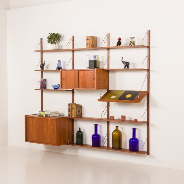 Danish teak vintage wall unit by PS system, Randers, Denamark 1960s