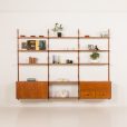 Hansen&Guldborg 3 bay teak wall unit with a bar cabinet for hg furniture, denmark 1960s