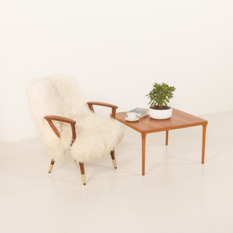 25312 Scandinavian mid century armchair in long hair sheepskin, 1960s-1 25312 Scandinavian mid century armchair in long hair sheepskin, 1960s-1
