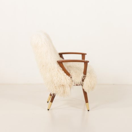 25312 Scandinavian mid century armchair in long hair sheepskin, 1960s-10 25312 Scandinavian mid century armchair in long hair sheepskin, 1960s-10