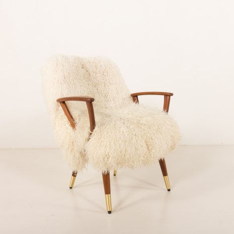 25312 Scandinavian mid century armchair in long hair sheepskin, 1960s-11 25312 Scandinavian mid century armchair in long hair sheepskin, 1960s-11