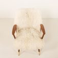 25312 Scandinavian mid century armchair in long hair sheepskin, 1960s-17