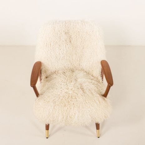 25312 Scandinavian mid century armchair in long hair sheepskin, 1960s-17 25312 Scandinavian mid century armchair in long hair sheepskin, 1960s-17