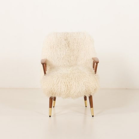 25312 Scandinavian mid century armchair in long hair sheepskin, 1960s-3 25312 Scandinavian mid century armchair in long hair sheepskin, 1960s-3