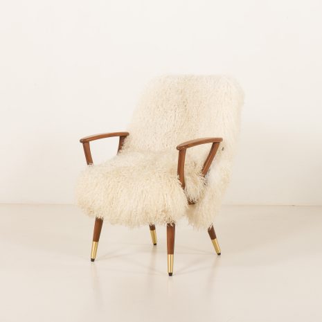25312 Scandinavian mid century armchair in long hair sheepskin, 1960s-4 25312 Scandinavian mid century armchair in long hair sheepskin, 1960s-4