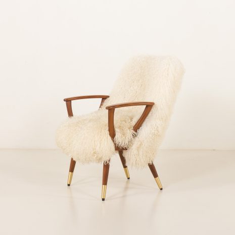 25312 Scandinavian mid century armchair in long hair sheepskin, 1960s-5 25312 Scandinavian mid century armchair in long hair sheepskin, 1960s-5