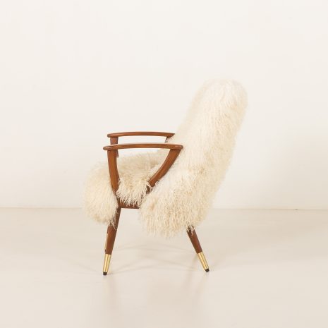 25312 Scandinavian mid century armchair in long hair sheepskin, 1960s-6 25312 Scandinavian mid century armchair in long hair sheepskin, 1960s-6
