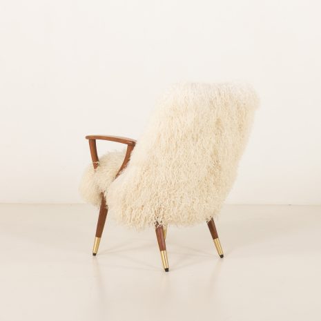 25312 Scandinavian mid century armchair in long hair sheepskin, 1960s-7 25312 Scandinavian mid century armchair in long hair sheepskin, 1960s-7