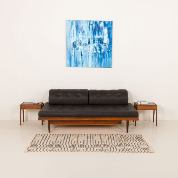 Elegancka duńska, palisandrowa leżanka vintage w stylu mid-century, Dania lata 60 XX wieku