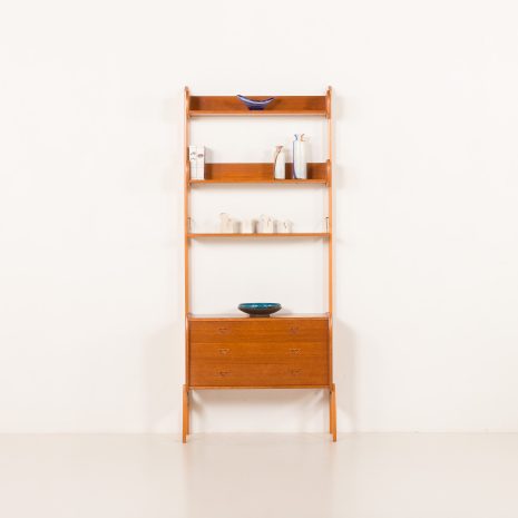 25329 Scandinavian mid century teak free standing wall unit, 1960s-1 25329 Scandinavian mid century teak free standing wall unit, 1960s-1