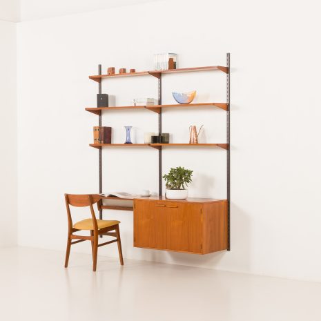 25355 Kai Kristiansen home office shelving unit in teak for FM Mobler, 1960s-2 25355 Kai Kristiansen home office shelving unit in teak for FM Mobler, 1960s-2