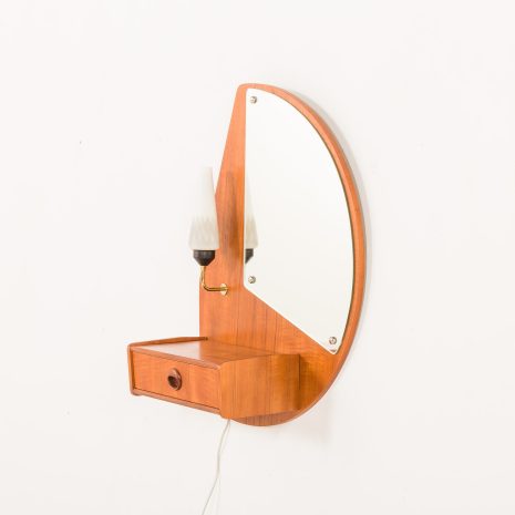 25293 Rare mid century modern Scandinavian mirror with a console and a light, 1950s-3 25293 Rare mid century modern Scandinavian mirror with a console and a light, 1950s-3