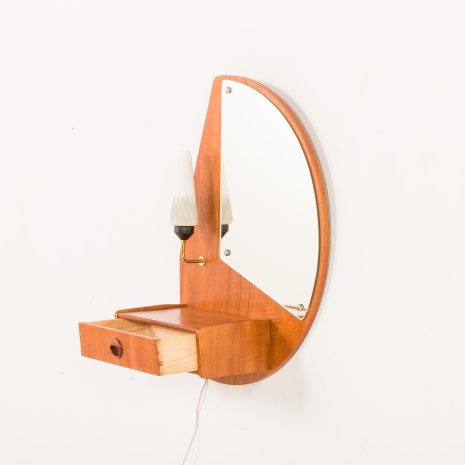 25293 Rare mid century modern Scandinavian mirror with a console and a light, 1950s-4 25293 Rare mid century modern Scandinavian mirror with a console and a light, 1950s-4