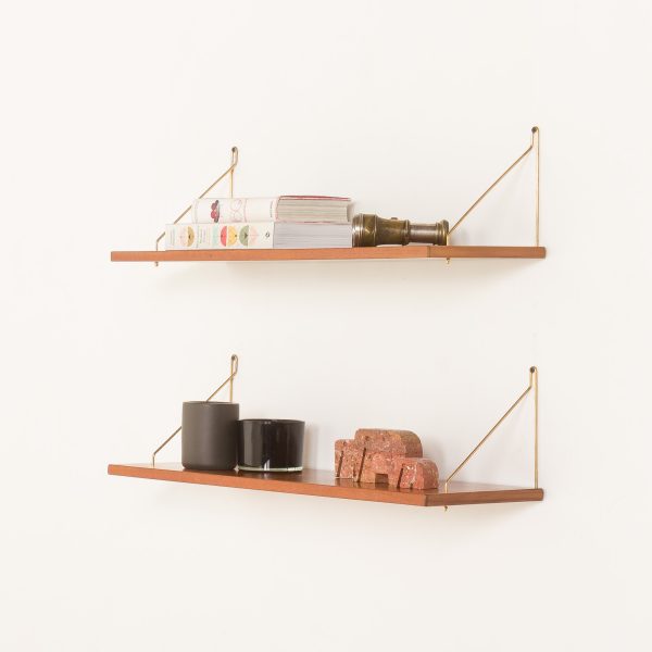 Set of 2 mid century Danish teak floating shelves, 1960s
