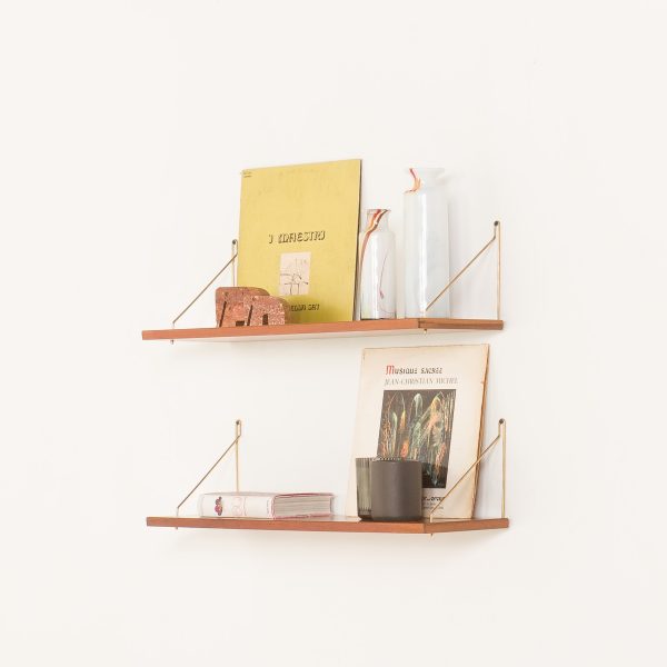 teak floating shelves