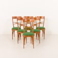 25321 Włoskie krzesła z połowy wieku z orzecha włoskiego i wełny w stylu Carlo Di Carli, 1950-3