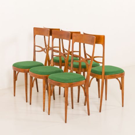 25321 Włoskie krzesła z połowy wieku z orzecha włoskiego i wełny w stylu Carlo Di Carli, 1950-8 25321 Włoskie krzesła z połowy wieku z orzecha włoskiego i wełny w stylu Carlo Di Carli, 1950-8