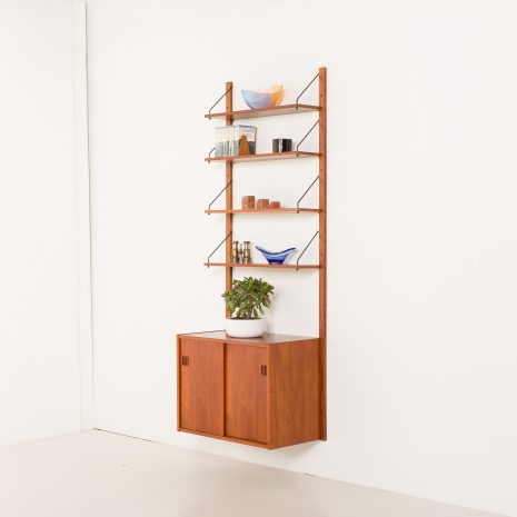 Danish teak one bay wall unit, 1970s