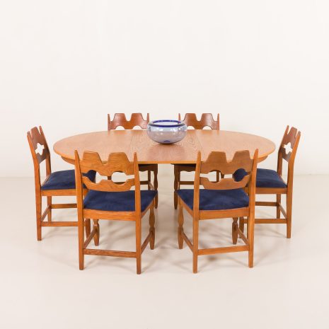 Duński dębowy okrągły stół mid-century z dodatkowym blatem, lata 60.