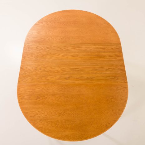 25351 Duński okrągły stół dębowy z połowy wieku z jednym dodatkowym liściem, lata 1960-3 25351 Duński okrągły stół dębowy z połowy wieku z jednym dodatkowym liściem, lata 1960-3