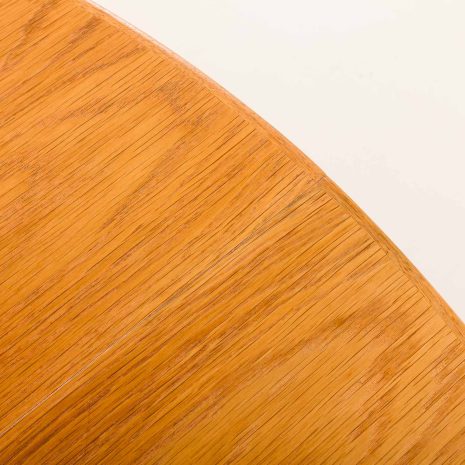 25351 Duński okrągły stół dębowy z połowy wieku z jednym dodatkowym liściem, lata 1960-7 25351 Duński okrągły stół dębowy z połowy wieku z jednym dodatkowym liściem, lata 1960-7