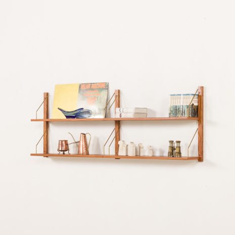 25377 Danish mid century teak wall unit on Hemp rails-2 25377 Danish mid century teak wall unit on Hemp rails-2