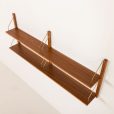25377 Danish mid century teak wall unit on Hemp rails-5