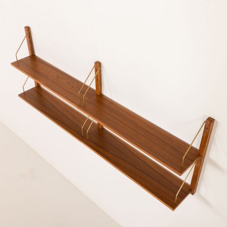 25377 Danish mid century teak wall unit on Hemp rails-5 25377 Danish mid century teak wall unit on Hemp rails-5