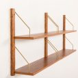 25377 Danish mid century teak wall unit on Hemp rails-6