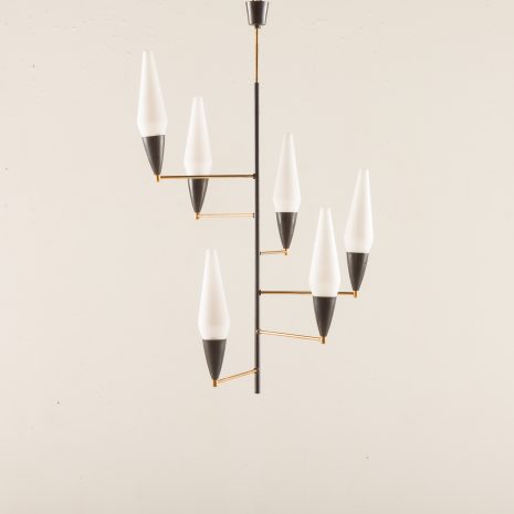 25384 Italian mid century chandelier in Stilnovo style, 1960s-1 mid-century chandelier