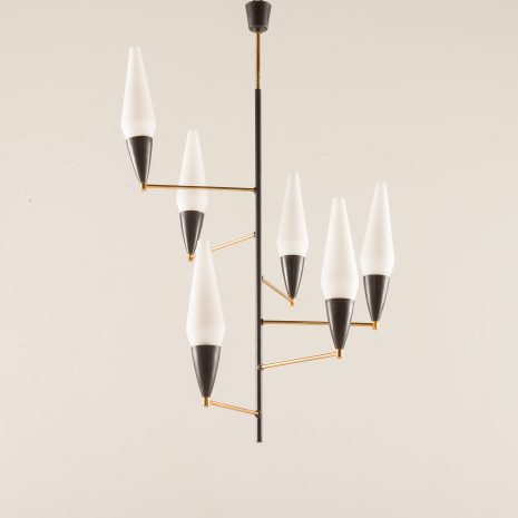 25384 Italian mid century chandelier in Stilnovo style, 1960s-6 25384 Italian mid century chandelier in Stilnovo style, 1960s-6
