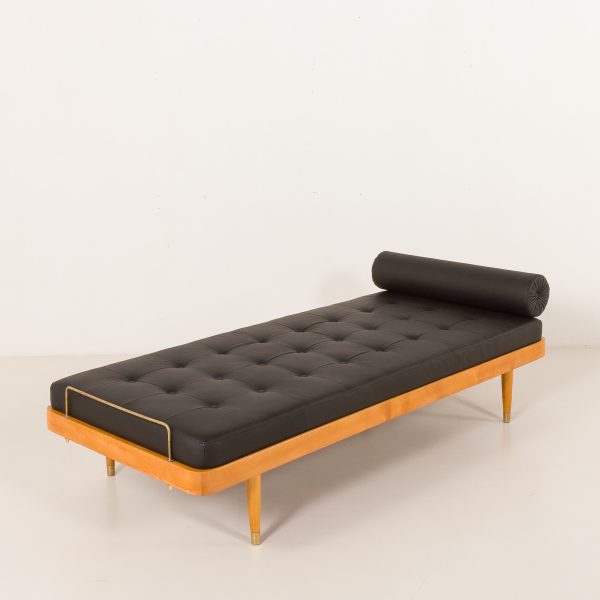 Duńska leżanka mid-century z czarnej skóry, przypisywana Horsens Mobelfabrik, lata 60.