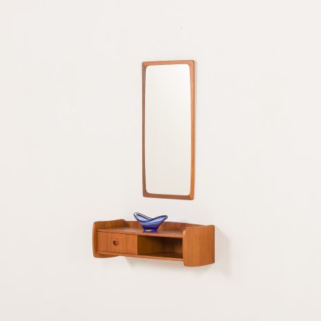 25394 Scandinavian mid century teak mirror with a console, 1960s-2 lustro z drewna tekowego