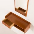 25394 Scandinavian mid century teak mirror with a console, 1960s-6